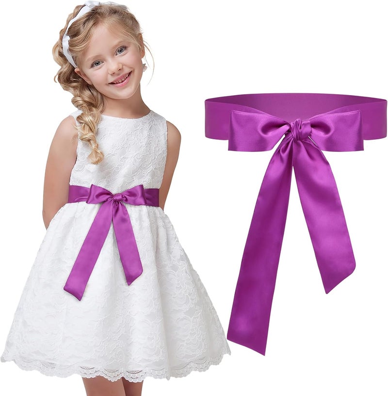 WHIPPY Sash Belt for Girls Dress Kids Long Waist Belts for Wedding Party 2'' Wide - Image 1